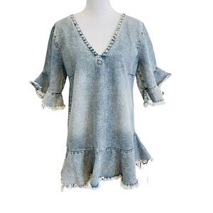 MLM Label Henri Denim Jean Dress Raw Hem Size XS